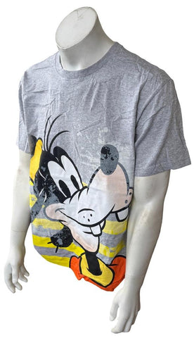 Disney Men's Goofy Headshot Graphic Gray Short Sleeve Shirt Size Large