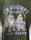 Disney Men's I'm Grumpy Because You're Happy Green Short Sleeve Shirt Size Large