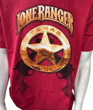 Disney Men's Lone Ranger Texas Rangers Graphic Red Short Sleeve Shirt Size Large