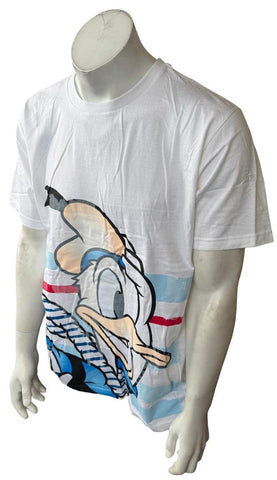 Disney Men's Donald Duck Sailor Graphic White Short Sleeve Shirt Size Large