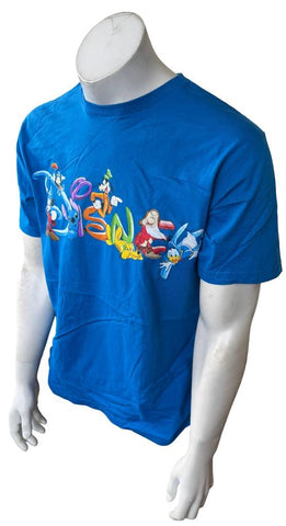 Disney Men's Mickey & Friends Disney Graphic Blue Short Sleeve Shirt Size Medium