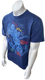 Disney Men's Mickey Mouse Around The World Graphic Blue Shirt Size Medium