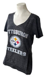 NFL Team Apparel Women's Pittsburgh Steelers Distressed Black Shirt Size Medium