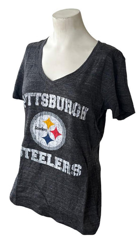 NFL Team Apparel Women's Pittsburgh Steelers Distressed Black Shirt Size Medium