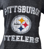 NFL Team Apparel Women's Pittsburgh Steelers Distressed Black Shirt Size Medium