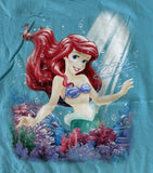 Disney Girls The Little Mermaid Ariel Graphic Blue Short Sleeve Shirt Size M