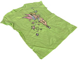 Disney Girls Tinker Bell Stars Graphic Green Short Sleeve Shirt Size Medium