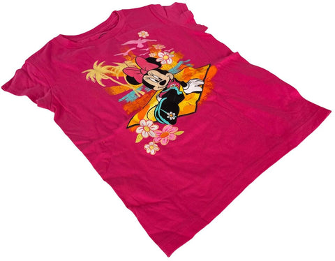 Disney Girls Minnie Mouse At The Beach Pink Short Sleeve Shirt Size Medium