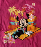Disney Girls Minnie Mouse At The Beach Pink Short Sleeve Shirt Size Medium