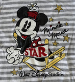 Disney Girls Classic Minnie Mouse Star Walt Disney Studios Striped Shirt Size M