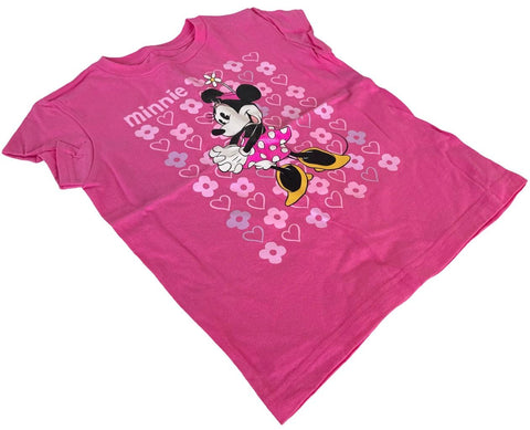 Disney Girls Classic Minnie Mouse Graphic Pink Short Sleeve Shirt Size Medium