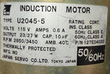 Japan Servo U2045-5 Induction Motor 115V 0.6A 23/27W 2850/3450 RPM 50/60 Hz