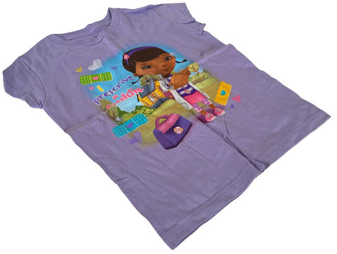 Disney Girls Doc McStuffins I Prescribe A Cuddle Graphic Purple Shirt Size M