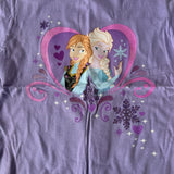 Disney Girls Frozen Anna & Elsa Heart Graphic Purple Short Sleeve Shirt Size M