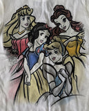 Disney Girls Princesses Graphic White Short Sleeve Shirt Size Small