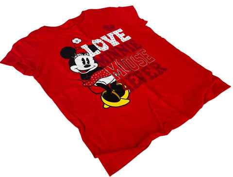 Disney Girls Love Minnie Mouse American 4Ever Graphic Red Shirt Size Medium