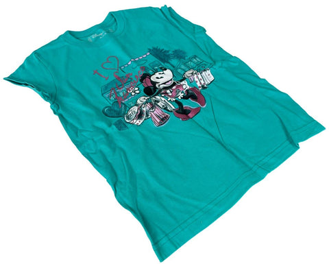 Disney Girls Minnie Mouse I Love San Francisco Graphic Teal Shirt Size Medium