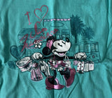 Disney Girls Minnie Mouse I Love San Francisco Graphic Teal Shirt Size Medium