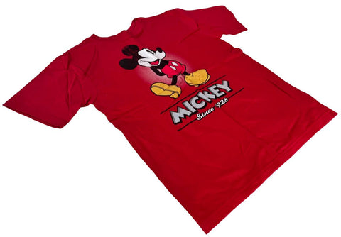 Disney Boys Classic Mickey Mouse Since 1928 Red Short Sleeve Shirt Size Medium