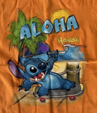 Disney Boys Lilo & Stitch Aloha Hawaii Orange Short Sleeve Shirt Size Medium