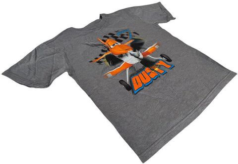 Disney Youth Planes Dusty Crophopper Graphic Gray Short Sleeve Shirt Size Medium