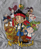 Disney Boys Jake And The Never Land Pirates Ahoy Mateys Gray Shirt Size Small