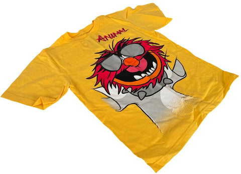Disney Boys Muppets Animal Shades Graphic Yellow Short Sleeve Shirt Size Small