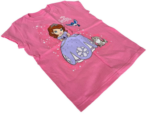 Disney Girls Princess Sofia The First Graphic Pink Short Sleeve Shirt Size M