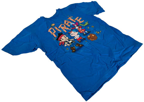 Disney Boy's Jake And The Never Land Pirates Blue Short Sleeve Shirt Size Medium