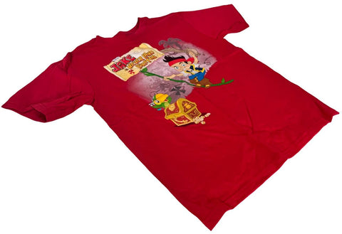 Disney Boys Jake And The Never Land Pirates Red Short Sleeve Shirt Size Medium