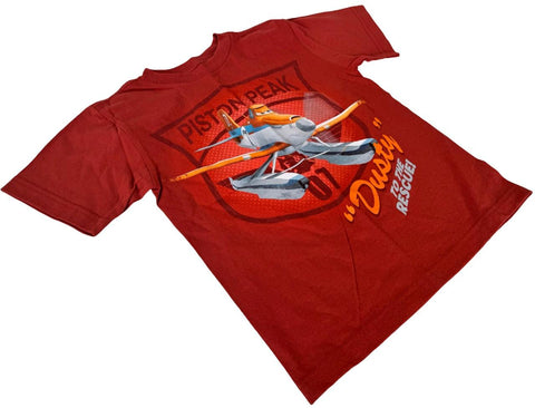 Disney Youth Planes Dusty To The Rescue Graphic Red Short Sleeve Shirt Size XS