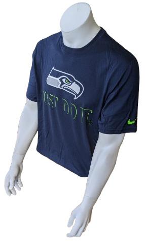 Nike Dri-Fit Men's Seattle Seahawks Just Do It Navy Short Sleeve Shirt Size XL