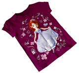 Disney Girls Princess Sofia The First Graphic Pink Short Sleeve Shirt Size Small