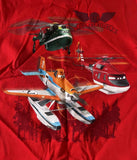 Disney Boys Planes Fire And Rescue Graphic Red Short Sleeve Shirt Size Small