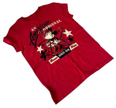 Disney Girls Mickey Mouse An American Original Since 1928 Red Shirt Size Medium