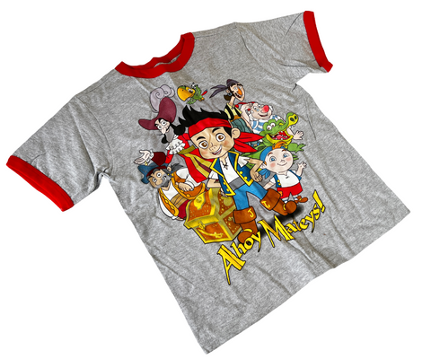 Disney Boys Jake And The Never Land Pirates Ahoy Mateys Gray Shirt Size Small