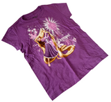 Disney Girls Tangled Rapunzel Graphic Purple Short Sleeve Shirt Size Medium