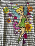 Disney Girls Tinker Bell Graphic Striped Gray/White Short Sleeve Shirt Size S