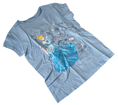 Disney Girls Cinderella's Closet Graphic Blue Short Sleeve Shirt Size Medium