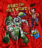 Disney Boys Toy Story Best In The West Graphic Red Short Sleeve Shirt Size Small