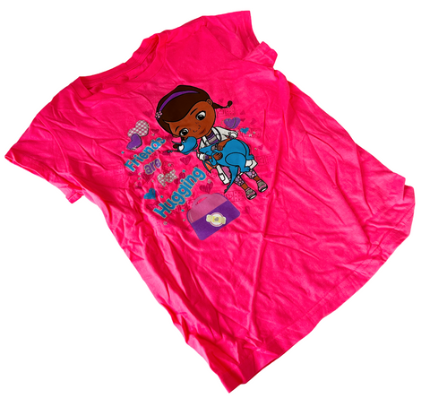 Disney Girls Doc McStuffins Friends Are for Hugging Pink Shirt Size Medium