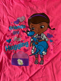 Disney Girls Doc McStuffins Friends Are for Hugging Pink Shirt Size Medium