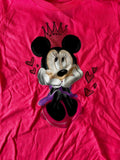 Disney Girls Minnie Mouse Graphic Pink Short Sleeve Shirt Size Medium
