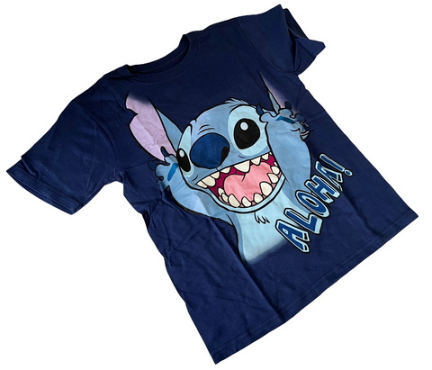 Disney Boys Lilo & Stitch Aloha Graphic Blue Short Sleeve Shirt Size Medium
