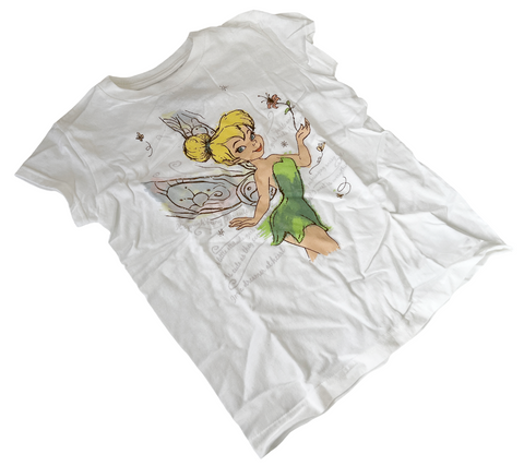 Disney Store Girls Tinker Bell Graphic White Short Sleeve Shirt Size Medium