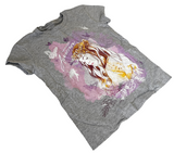 Disney Girls Princess Aurora Graphic Gray Short Sleeve Shirt Size Small