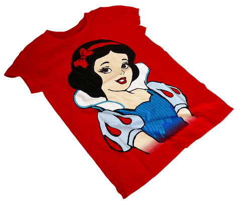 Disney Girls Princess Snow White Graphic Red Short Sleeve Shirt Size Small