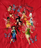 Disney Girls Tinker Bell Forever Friends Fairy Graphic Red Shirt Size Medium
