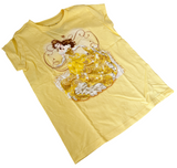 Disney Girls Beauty And The Beast Belle Yellow Short Sleeve Shirt Size Medium