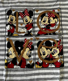 Disney Girls Mickey Mouse & Minnie Love Gray Striped Short Sleeve Shirt Size M